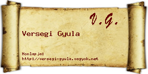 Versegi Gyula névjegykártya
